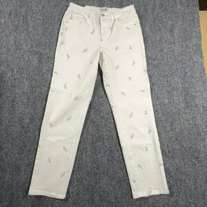 Seven7 Women's White Embroidered Stretch Jeans Size 6 Slim Straight